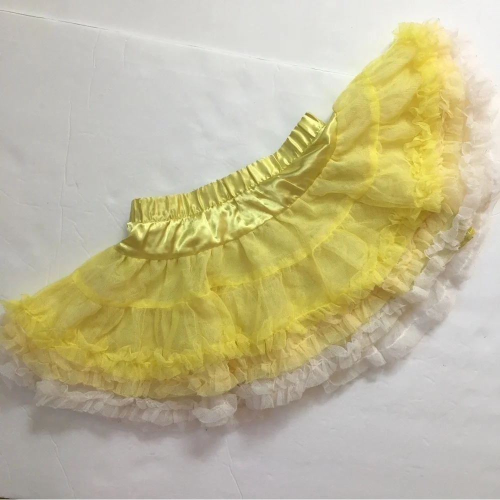 Bundle 2-Pcs Matching Sets Baby Girls Polka Dots White Top Yellow Tutu Skirt